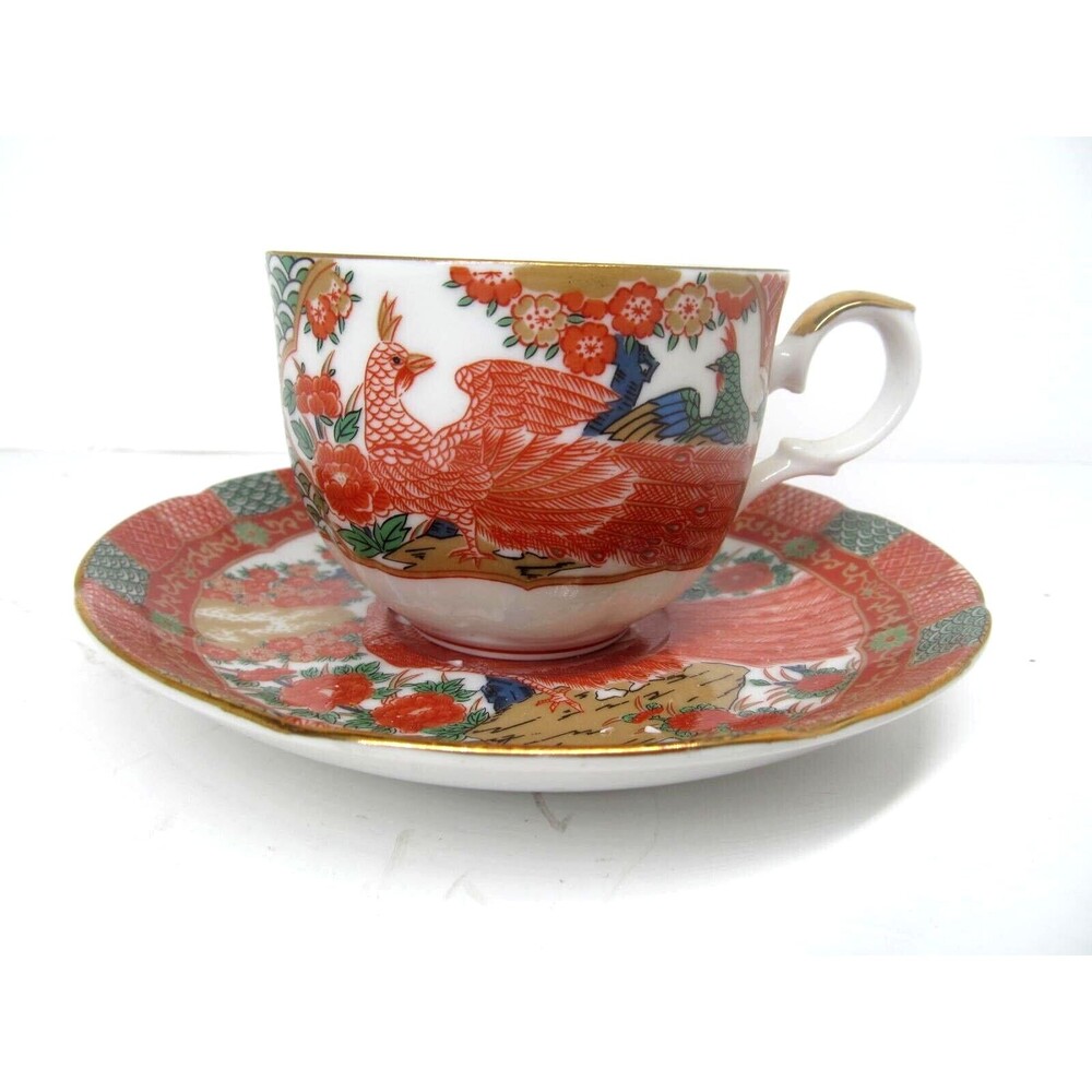 Arita Imari Peacock Cup And Saucer In Very Good Condition
